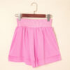 Bright Pink Crossed Waist Tiered Flowy Shorts