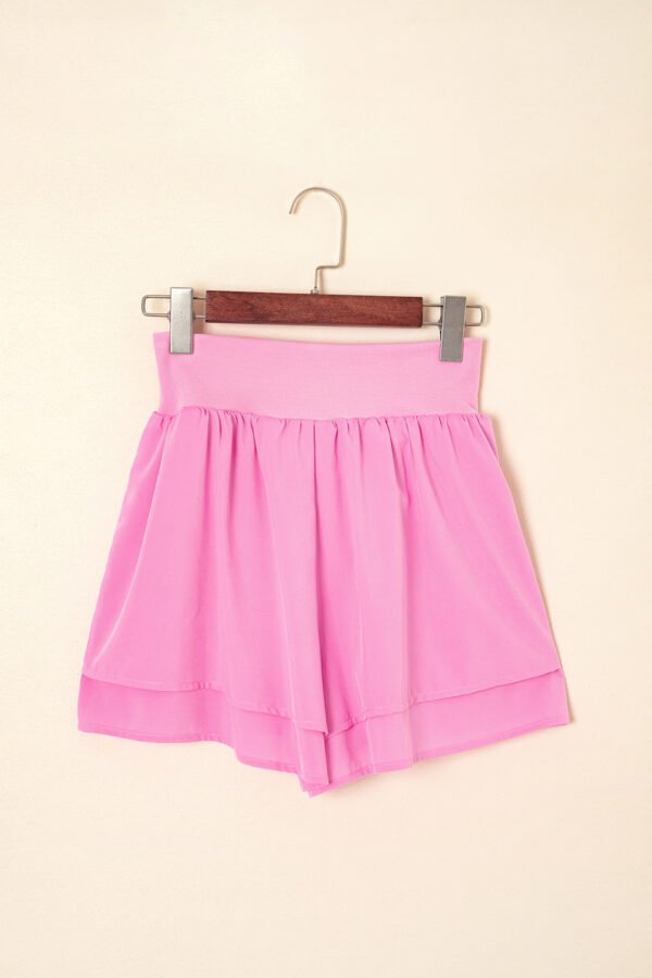 Bright Pink Crossed Waist Tiered Flowy Shorts - Image 6