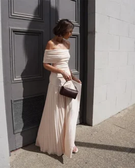 Sexy Pleated Ruffle Long Clubwear Gown for Parties & Night Out