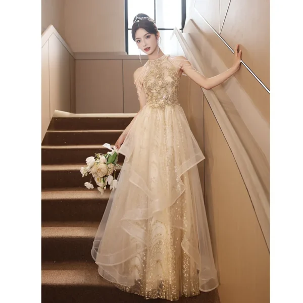Halter Neck Light Luxury Niche Evening Dress - Image 5
