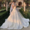High-quality Tube Top Veil Texture Long Tail Satin Gorgeous Fashion Wedding Dress