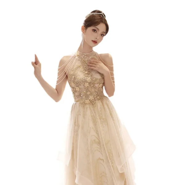 Halter Neck Light Luxury Niche Evening Dress - Image 6