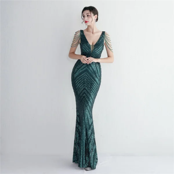 Slim-fit Evening Temperament Elegant Long Sequins Evening Dress