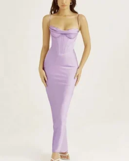 New Arrivals Sling Fishbone Waist Slim Fit Hip Dresses Long Gown Evening Dress