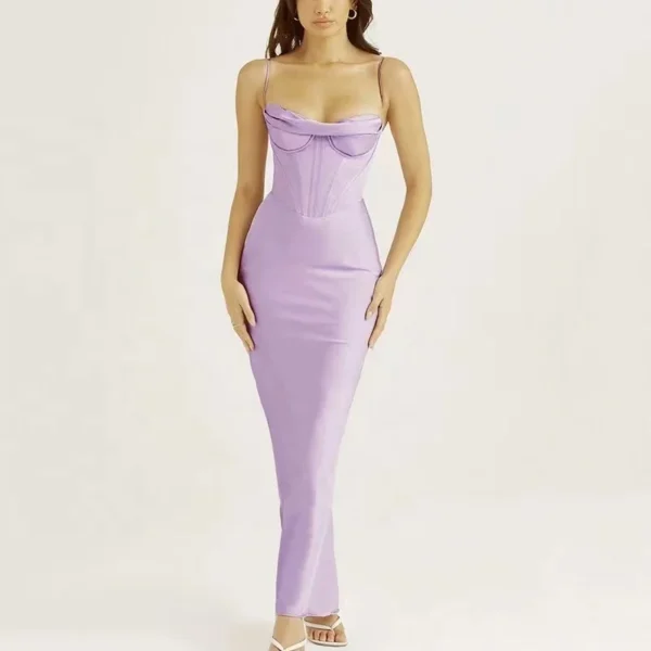 New Arrivals Sling Fishbone Waist Slim Fit Hip Dresses Long Gown Evening Dress