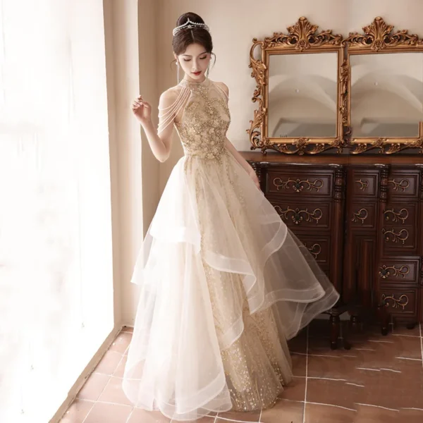 Halter Neck Light Luxury Niche Evening Dress - Image 2