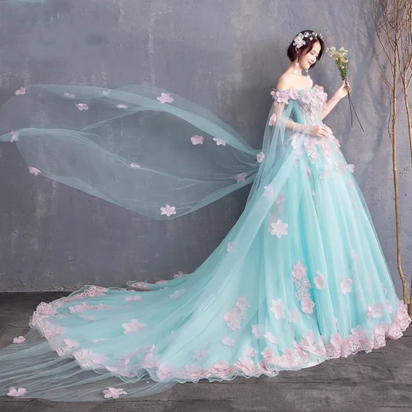 Ribbon fairy Sweet Three-dimensional Flower Embellishment Evening Dress - Image 2