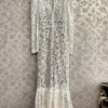 New Hand-made V-neck Diamond Lace Maxi Long Dress