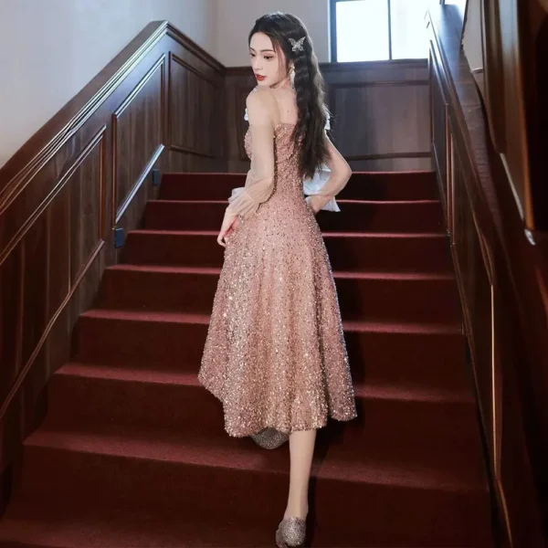 New Sequined High-end Luxury Niche Skirt Female Banquet Evening Dress