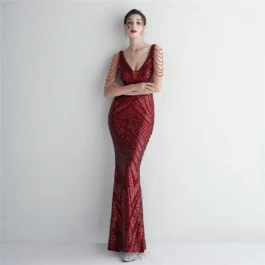 Slim-fit Evening Temperament Elegant Long Sequins Evening Dress