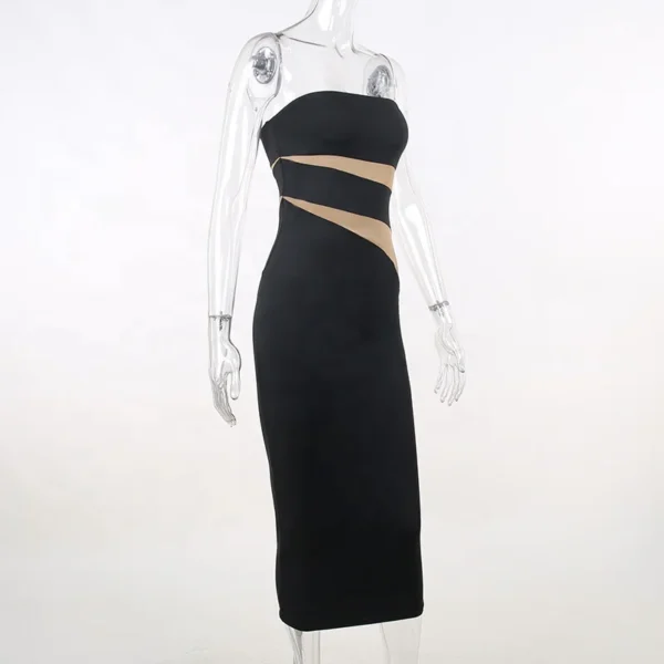 New Fashion Party Long Dress Strapless Hollow Wrap Slim Dresses