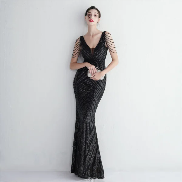 Slim-fit Evening Temperament Elegant Long Sequins Evening Dress
