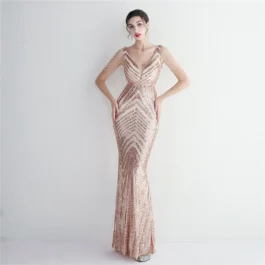 Slim-fit Evening Temperament Elegant Long Sequins Evening Dress