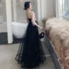 Temperament fairy Gauze High Quality Beautiful Black Long Evening Dress