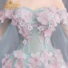 Ribbon fairy Sweet Three-dimensional Flower Embellishment Evening Dress