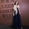 One-shoulder Sexy Bow Banquet Elegant Sweet Long Evening Dress