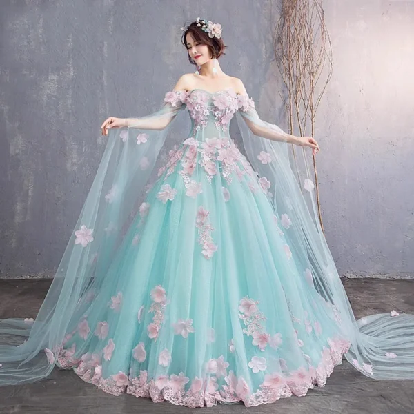 Ribbon fairy Sweet Three-dimensional Flower Embellishment Evening Dress - Image 6