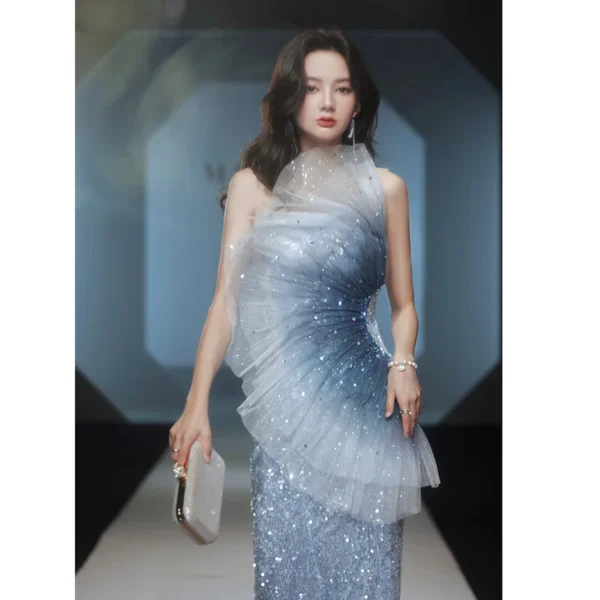 Elegant Temperament Host Tube Top Fishtail Fashion Evening Dress - Image 2