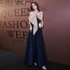 One-shoulder Sexy Bow Banquet Elegant Sweet Long Evening Dress
