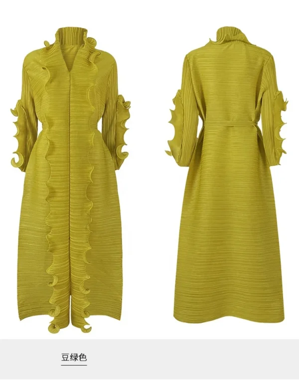 New Solid Color Casual Ruffled Woman Clothing Abaya Pleated Dresses - Image 4