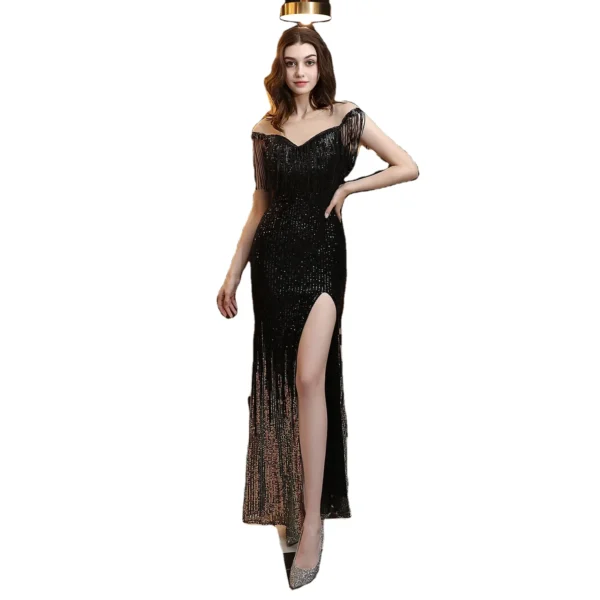 Crystal Sequin Fishtail Gown Evening Dress - Image 5