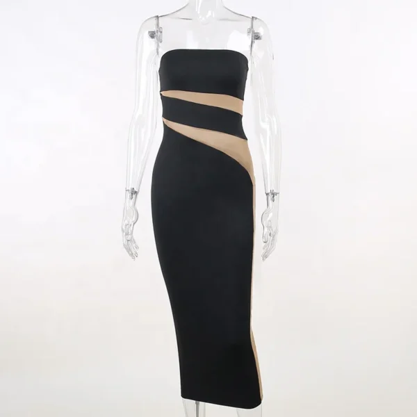 New Fashion Party Long Dress Strapless Hollow Wrap Slim Dresses