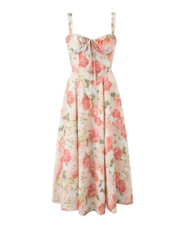 Floral Print Sling Midi Dress