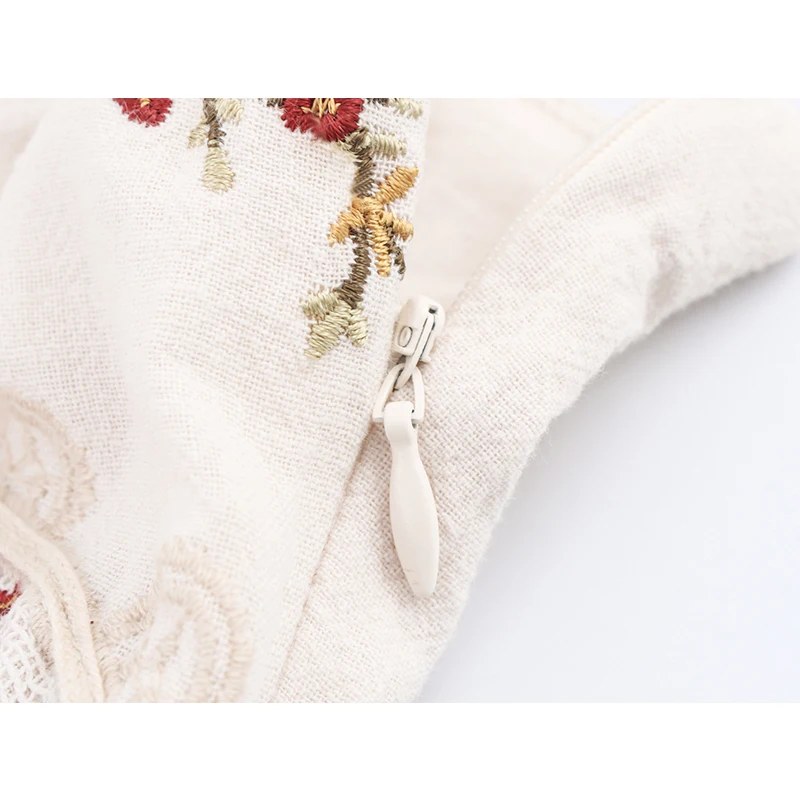 Floral Embroidery Sexy Spaghetti Straps Short Dress - Image 6