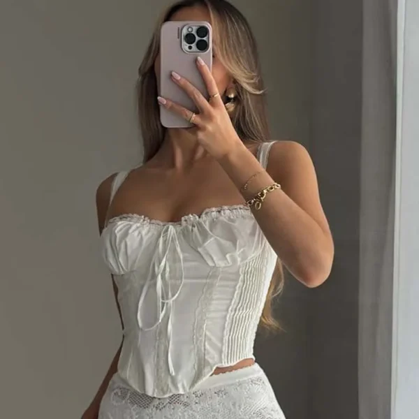Lace Patchwork Crop Top Vintage Summer Fashion Streetwear