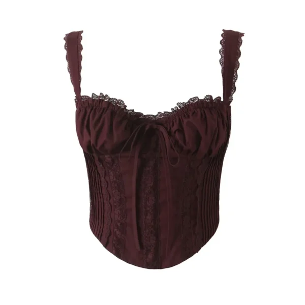 Lace Patchwork Crop Top Vintage Summer Fashion Streetwear - Image 2
