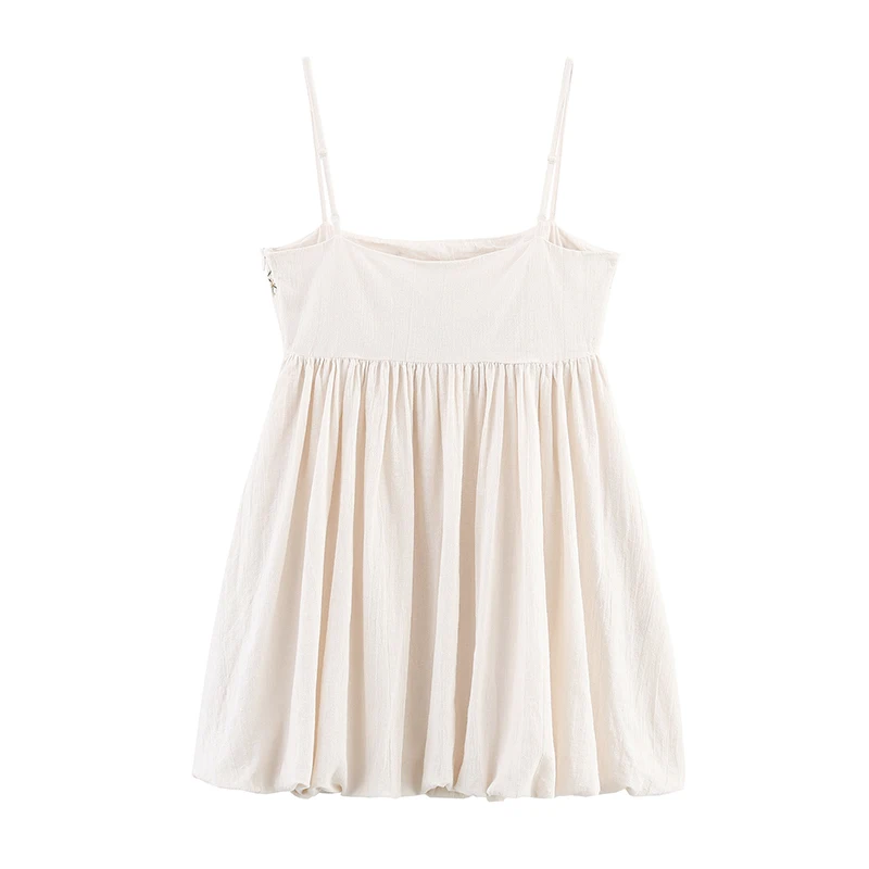 Floral Embroidery Sexy Spaghetti Straps Short Dress - Image 3