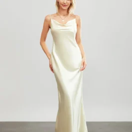 Solid Color Spaghetti Strap Cowl Neck Sleeveless Bodycon Dress