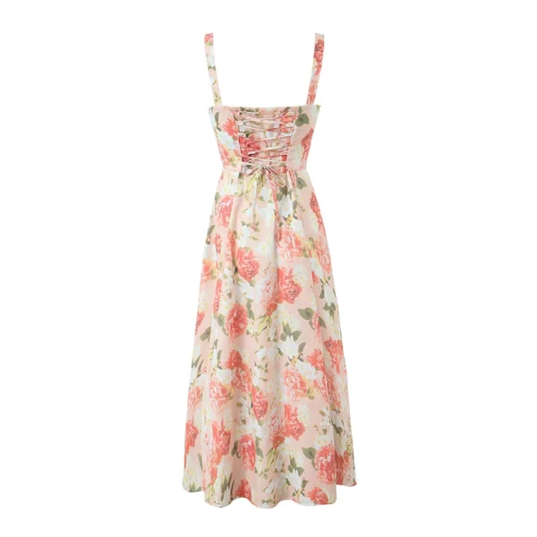 Floral Print Sling Midi Dress - Image 3