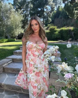 Floral Print Sling Midi Dress