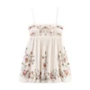 Floral Embroidery Sexy Spaghetti Straps Short Dress