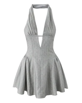 Backless Halter Dresses Low Waist A-line Mini Summer Dress