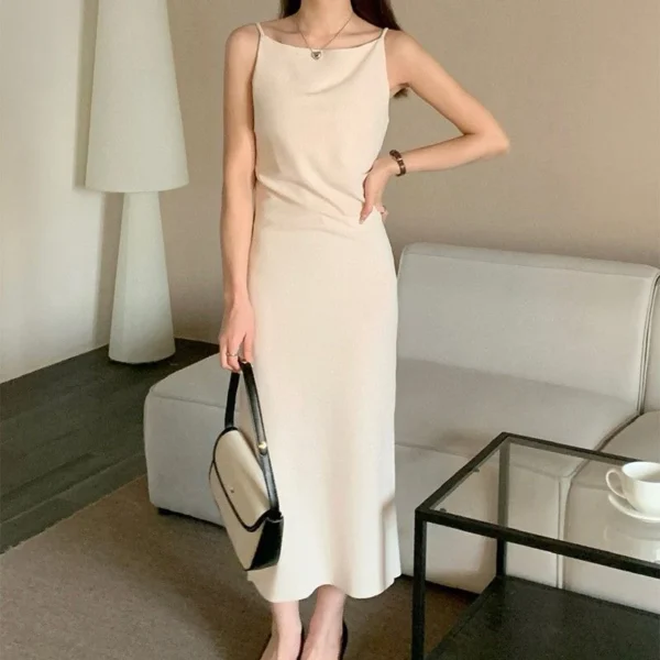 Solid Color Wrap Hip Skirts Female Korean Concise Party Slim Fit Long Dress - Image 4