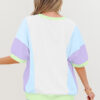 White Color Block Patchwork Half Sleeve Oversized T Shirt