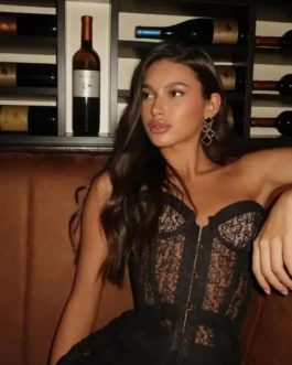 Spicy Girl Sexy Tight Corset Lace Hollow Sleeveless Strapless Top