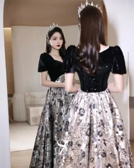 New Beautiful Slim Dignified Atmosphere Fashionable Velvet Gorgeous Embroidered Satin Wedding  Dress