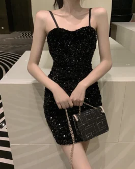 Niche Design Sexy Temperament Mature Style Sling Hip Short Evening Dress