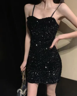 Niche Design Sexy Temperament Mature Style Sling Hip Short Evening Dress