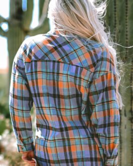 Orange Plaid Print Loose Vintage Shirt