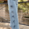 Beau Blue Bow Knot Side Detail Straight Leg Loose Jeans