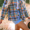 Orange Plaid Print Loose Vintage Shirt