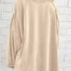 Beige Solid Color Raw Seam Patchwork Baggy Sweatshirt