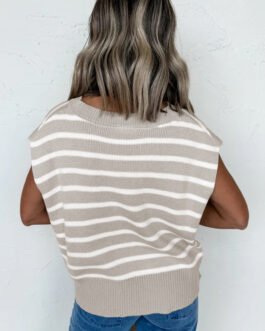 Parchment Side Slits Crewneck Short Sleeve Sweater Tee
