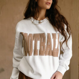 White FOOTBALL 3D Letter Graphic Crew Neck Sweatshirt