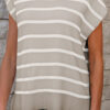 Parchment Side Slits Crewneck Short Sleeve Sweater Tee