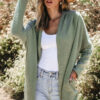 Laurel Green Waffle Knit Open Front Cardigan